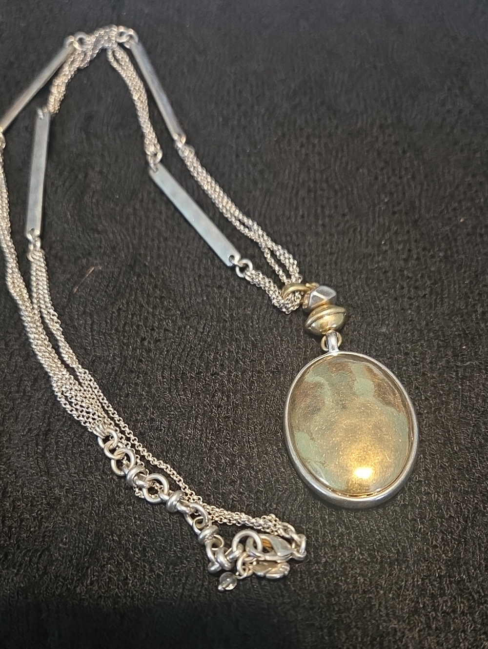 Two Tone Oval Pendant Necklace - Women Jewelry